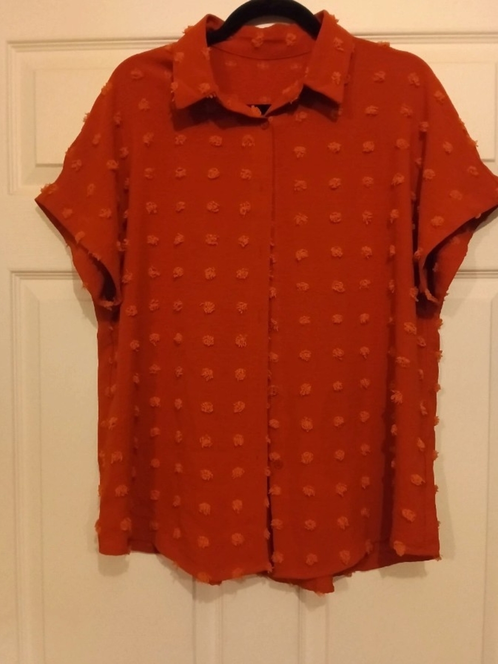 Textured Short-Sleeve Shirt - Rust Orange